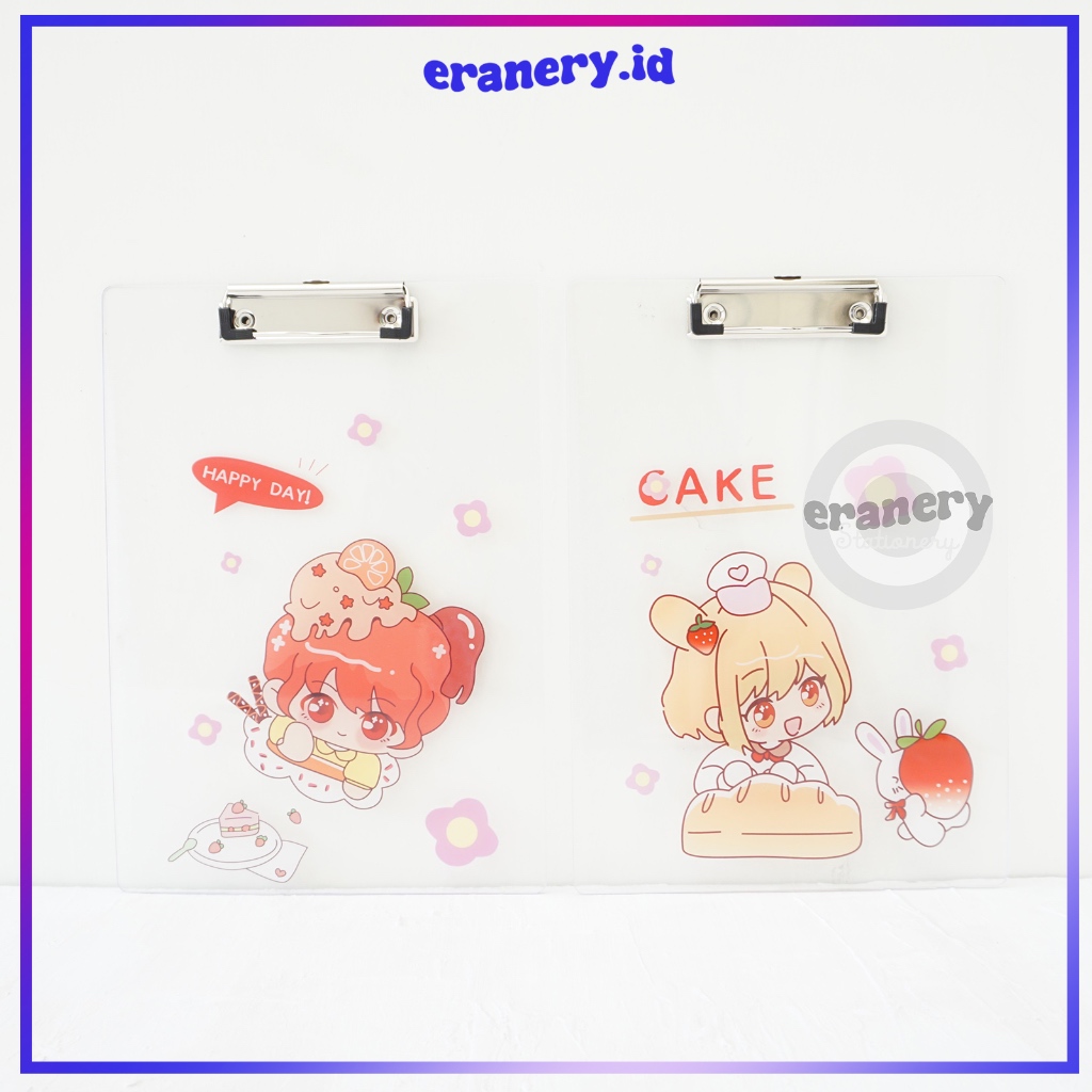 CLIPBOARD TRANSPARAN / PAPAN DADA / PAPAN UJIAN / CLIPBOARD KARAKTER LUCU