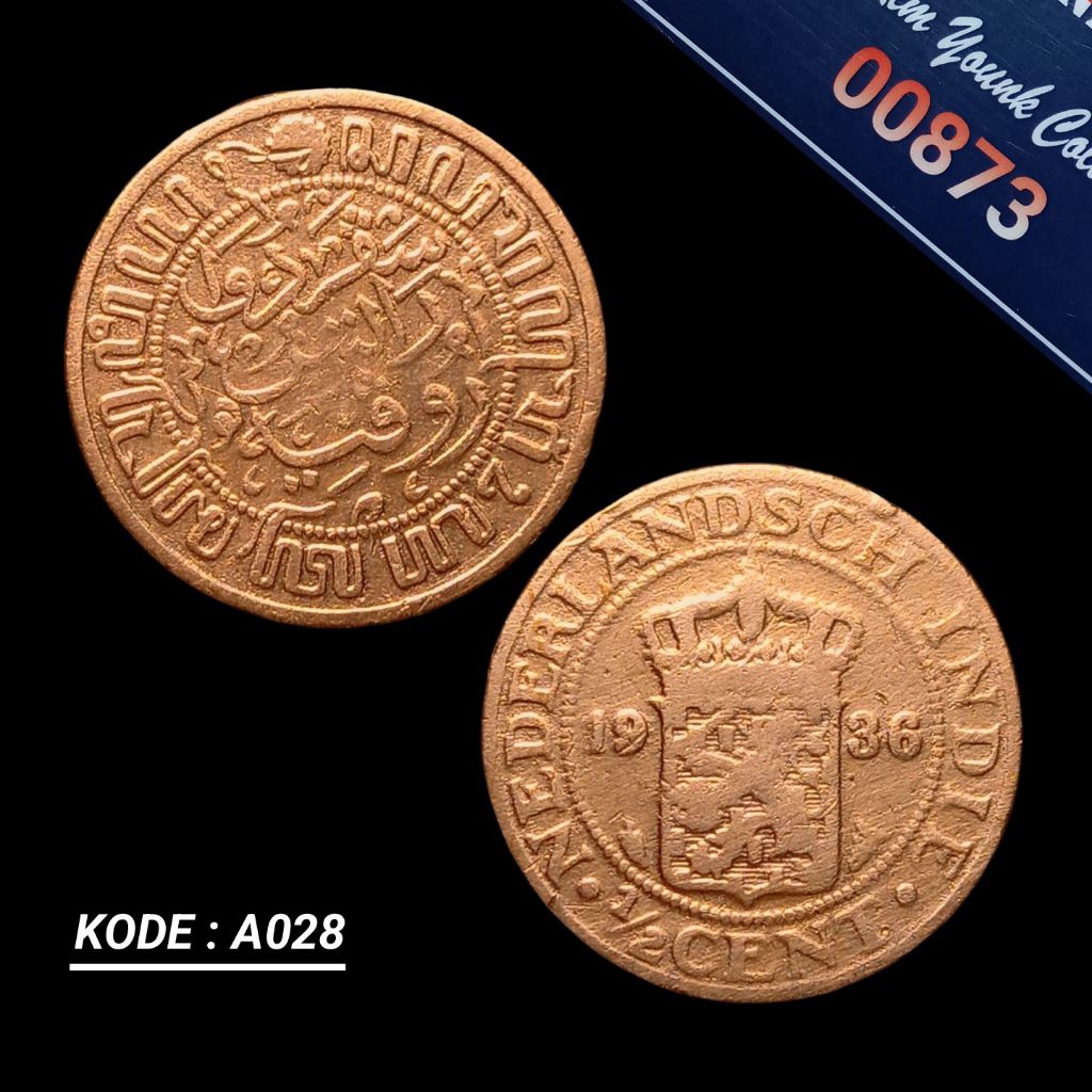 UKI028Coin 1/2 Cent Benggol Kecil (Nederlandsch Indie) Thn Tua 1936 Detail Bagus Sesuai Difoto Kode: