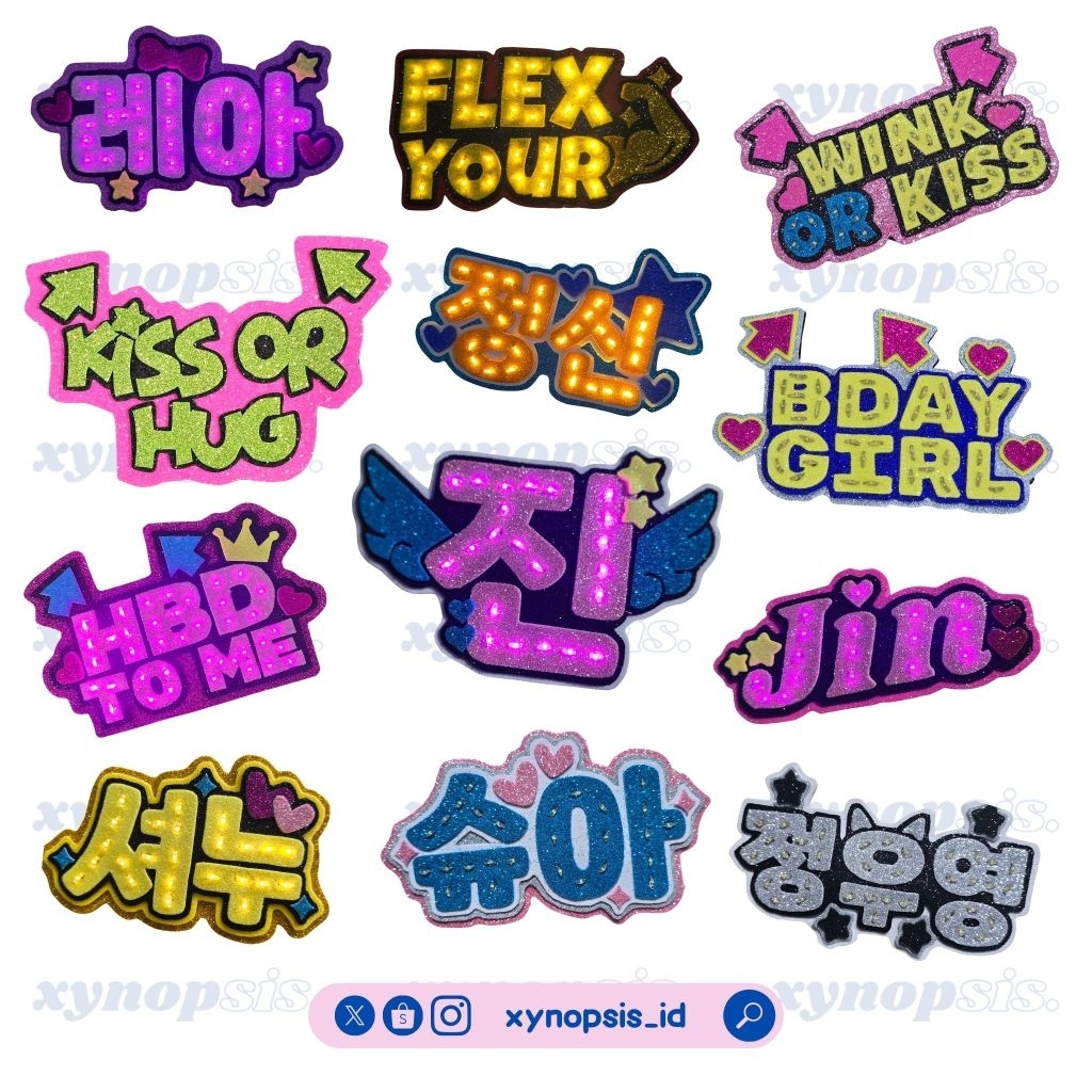 CUSTOM LED POPSOCKET GRIPTOK LIGHSTICK FANBOARD NAMEBOARD KPOP BTS NCT ENHYPEN MONSTA X SEVENTEEN TR