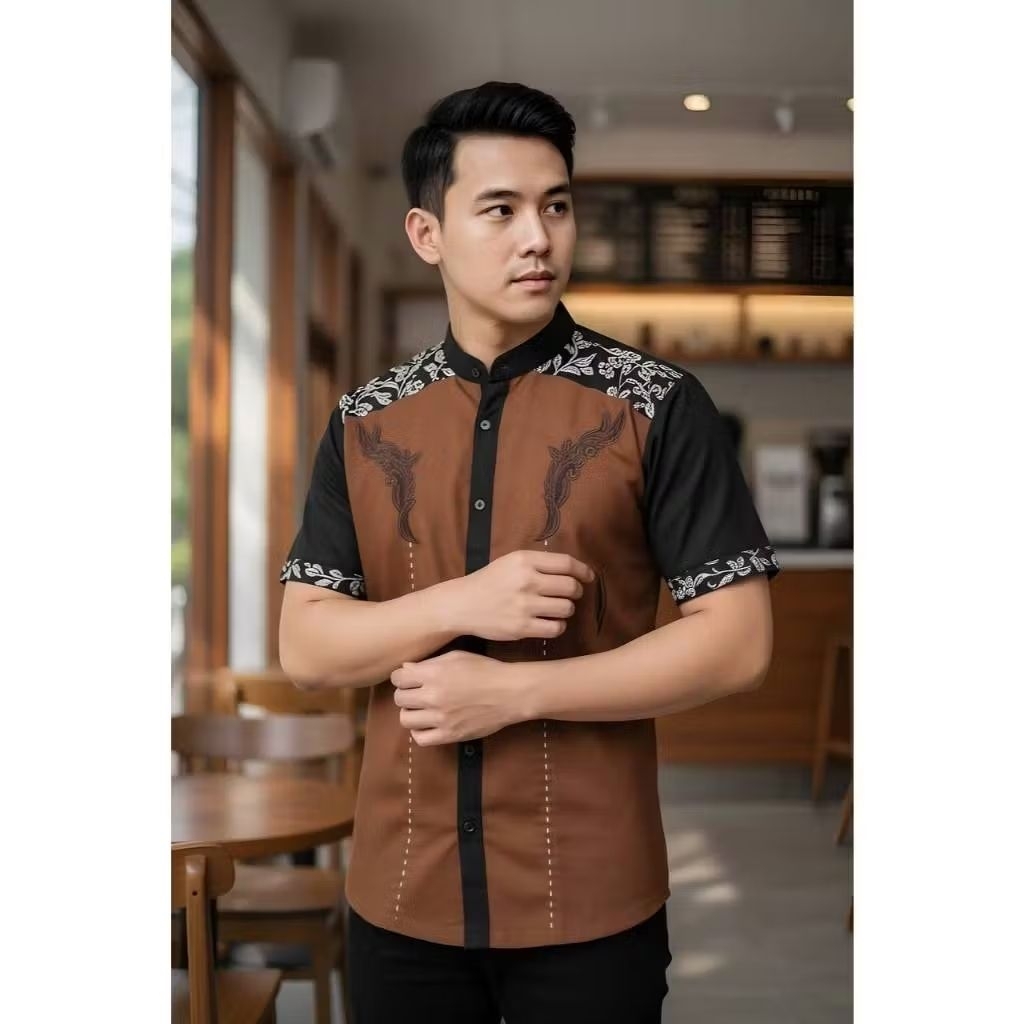 Koko Batik Kombinasi Koko Bordir Lengan Pendek Kualitas Premium Lokal pride