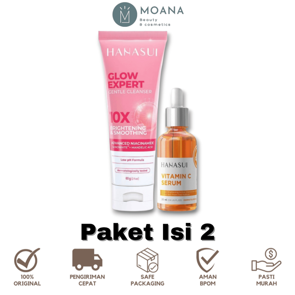 [ISI 2] Hanasui Paket Glow Expert | Glow Face Wash + Serum Vitamin C | Mencerahkan Glowing Jerawat