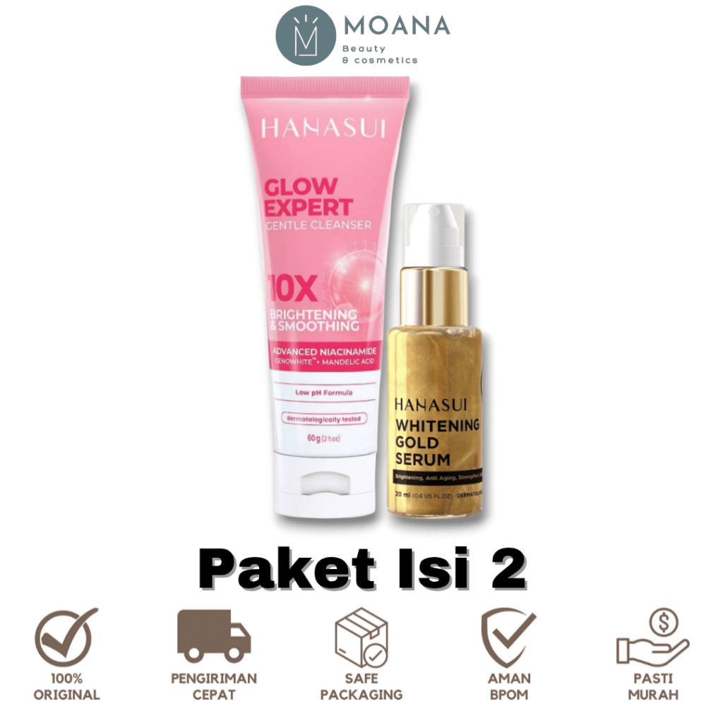 [ISI 2] Hanasui Paket Glow Expert | Glow Face Wash + Serum Whitening Gold | Mencerahkan Glowing Jera