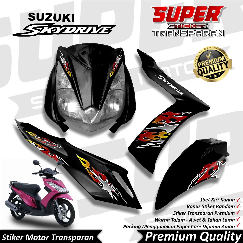 Stiker Transparan Skydrive Anti Luntur keren Striping Skidrive Striping Suzuki Skydrive STARFLAME