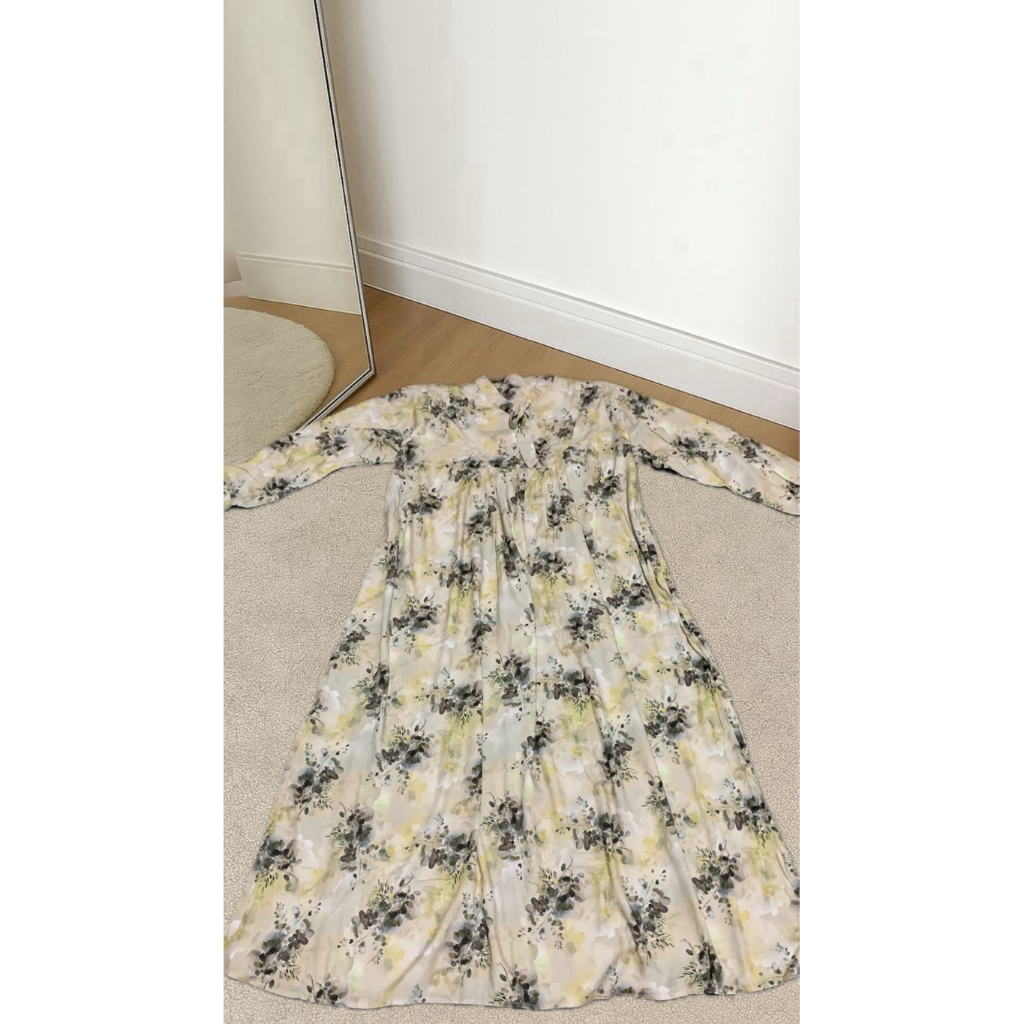 GAMIS HKT MOTIF BUNGA SHANGHAI TALI | LENGAN KANCING | JUMBO