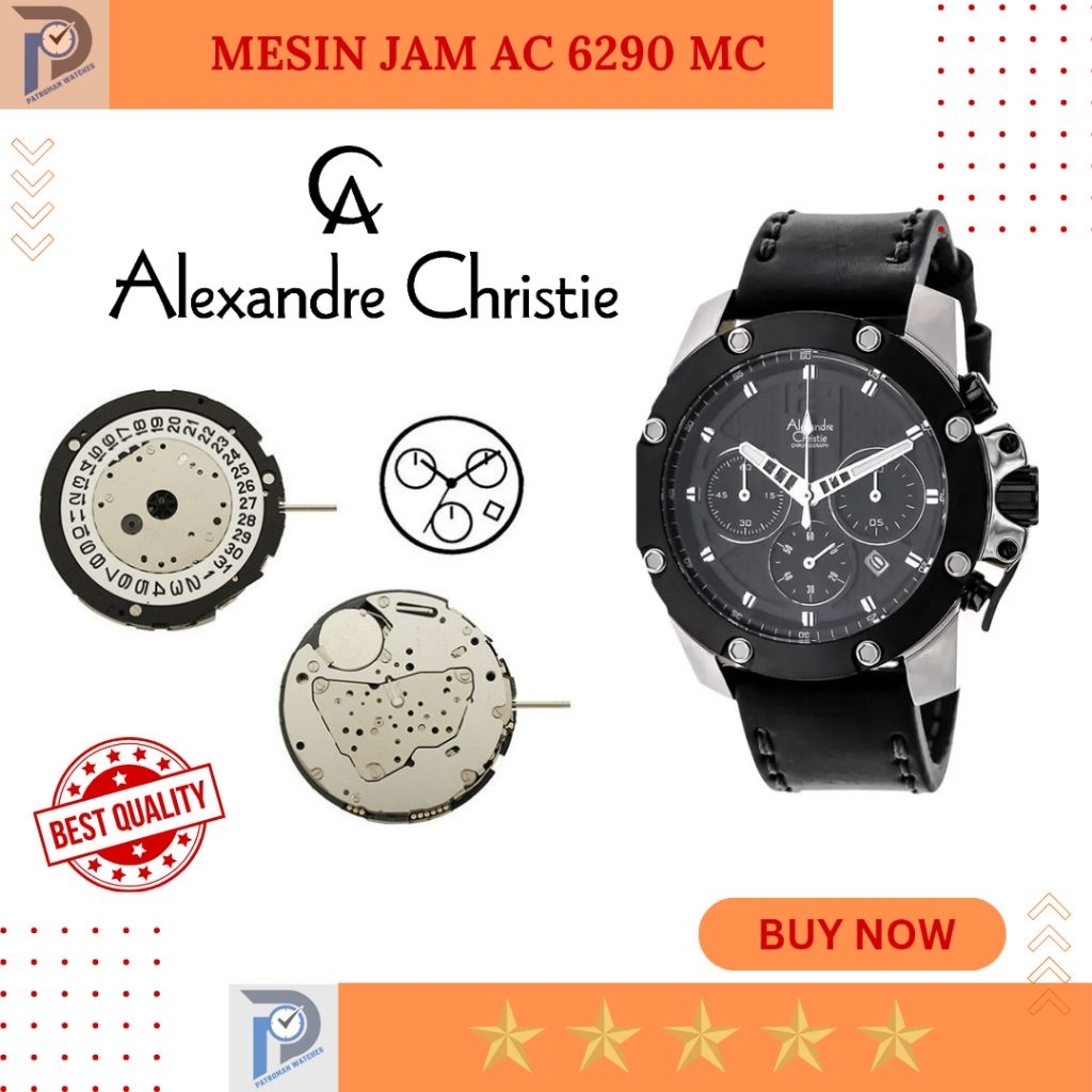 Mesin Jam Tangan Alexandre Christie AC 6290MC AC6290MC Chronograph Aktif Asli