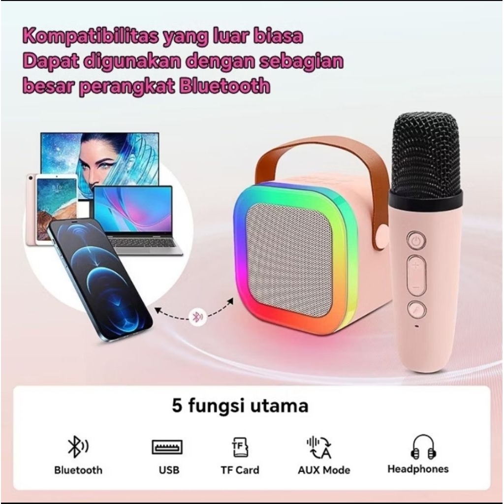 Terbaru Promo Obral Speaker Karoke Mic 2 / Speaker Bluetooth Mini Karoke Mic / Mini Speaker Wireless