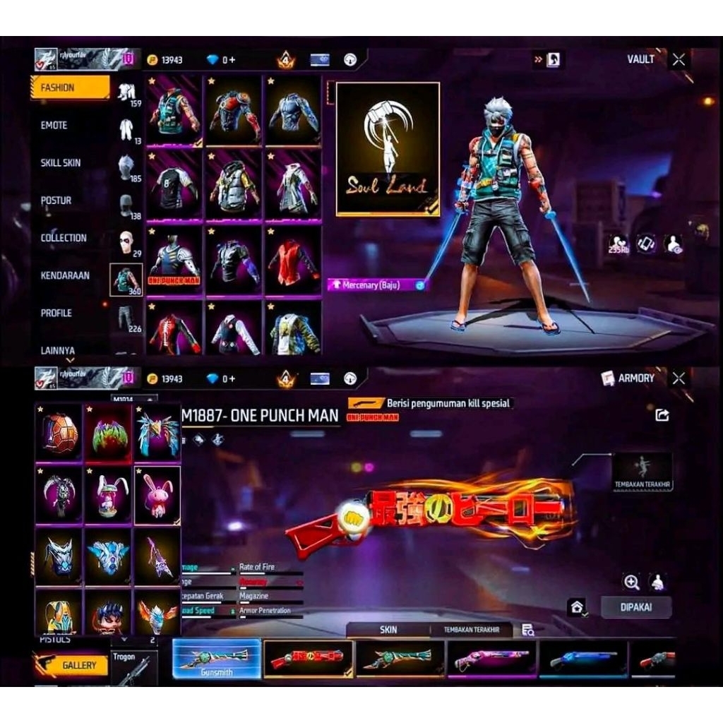 Cod akun fire free sultan S 1 terbaru sg opm