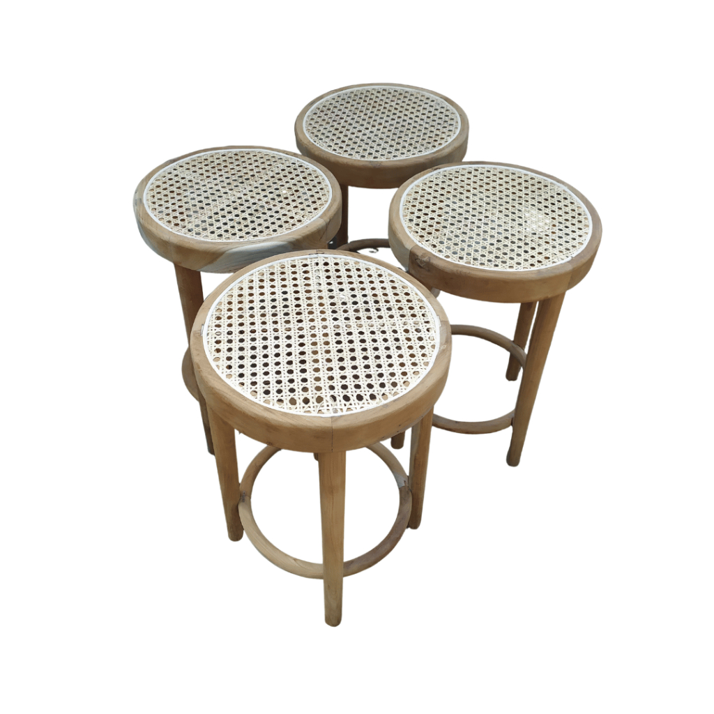 Kursi Stool Rotan Minimalis Kayu Jati Asli