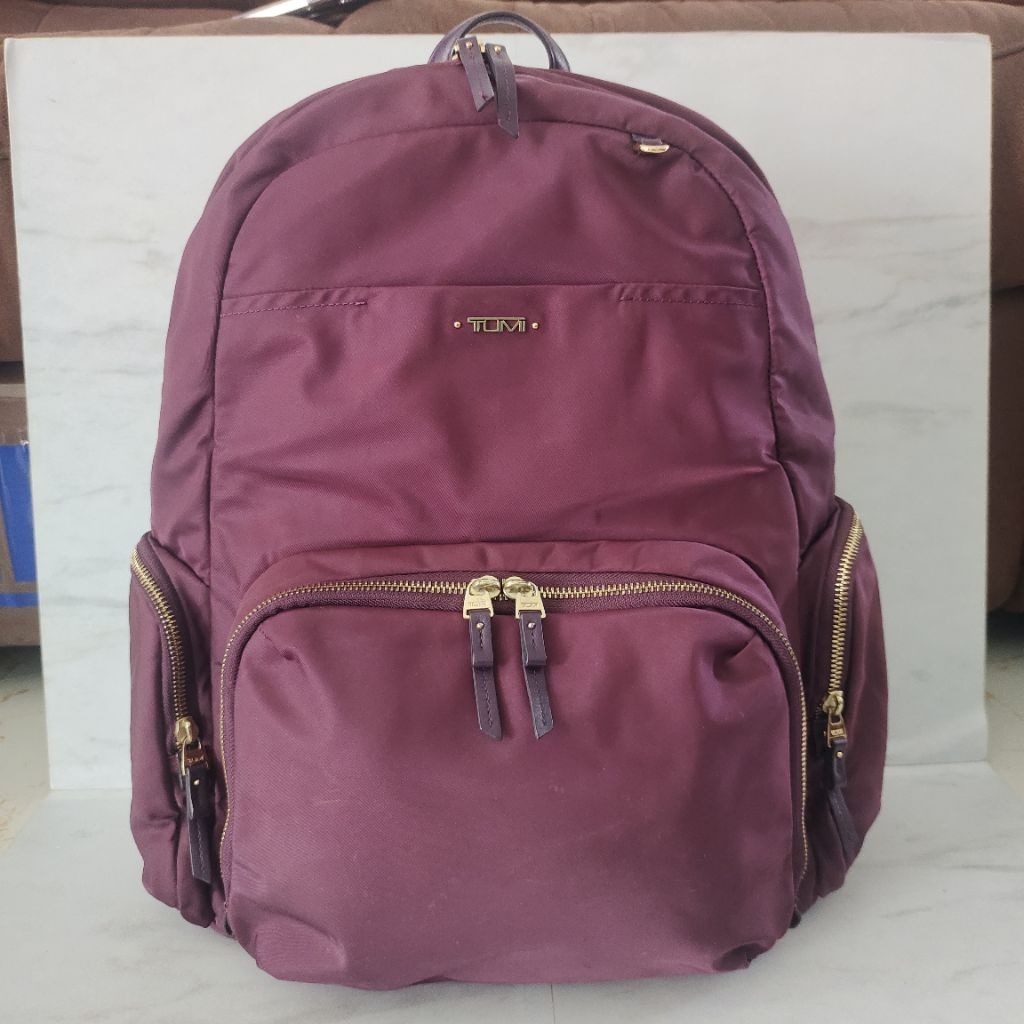 Preloved Tumi Voyageur Backpack in maroon GHW