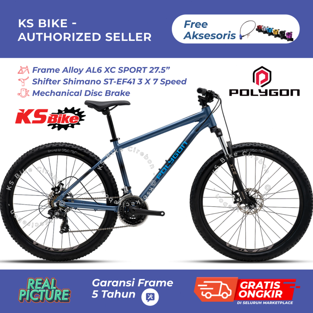 Sepeda Gunung MTB 27.5 Polygon Cascade 2 FA 3x7 Speed Rem Cakram Frame Alloy Toko Sepeda KS Bike Cir