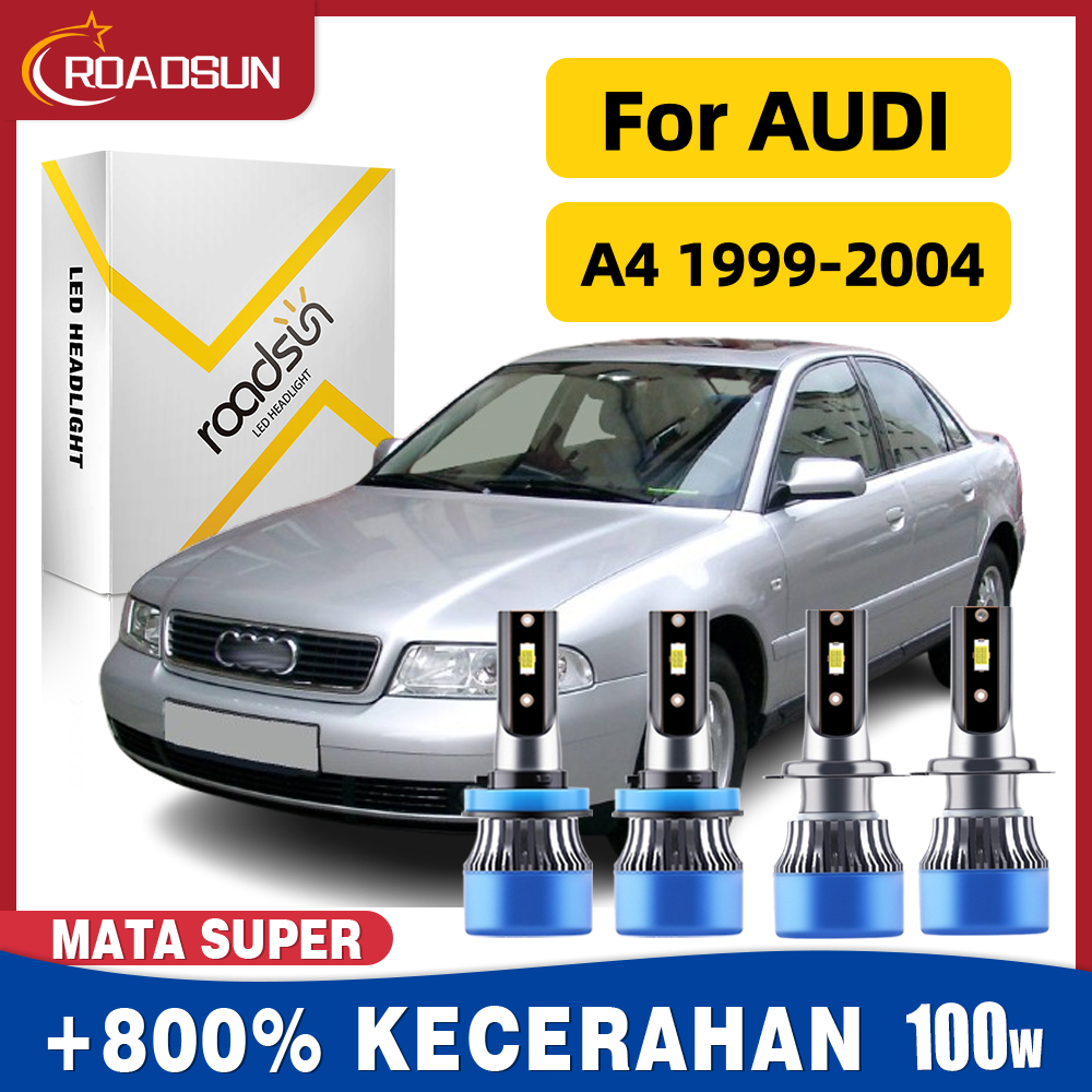 Cocok untuk AUDI A4 1999-2004 LED Lampu Depan Mobil Bohlam Low Beam High Beam Lampu kabut 100W 6000K