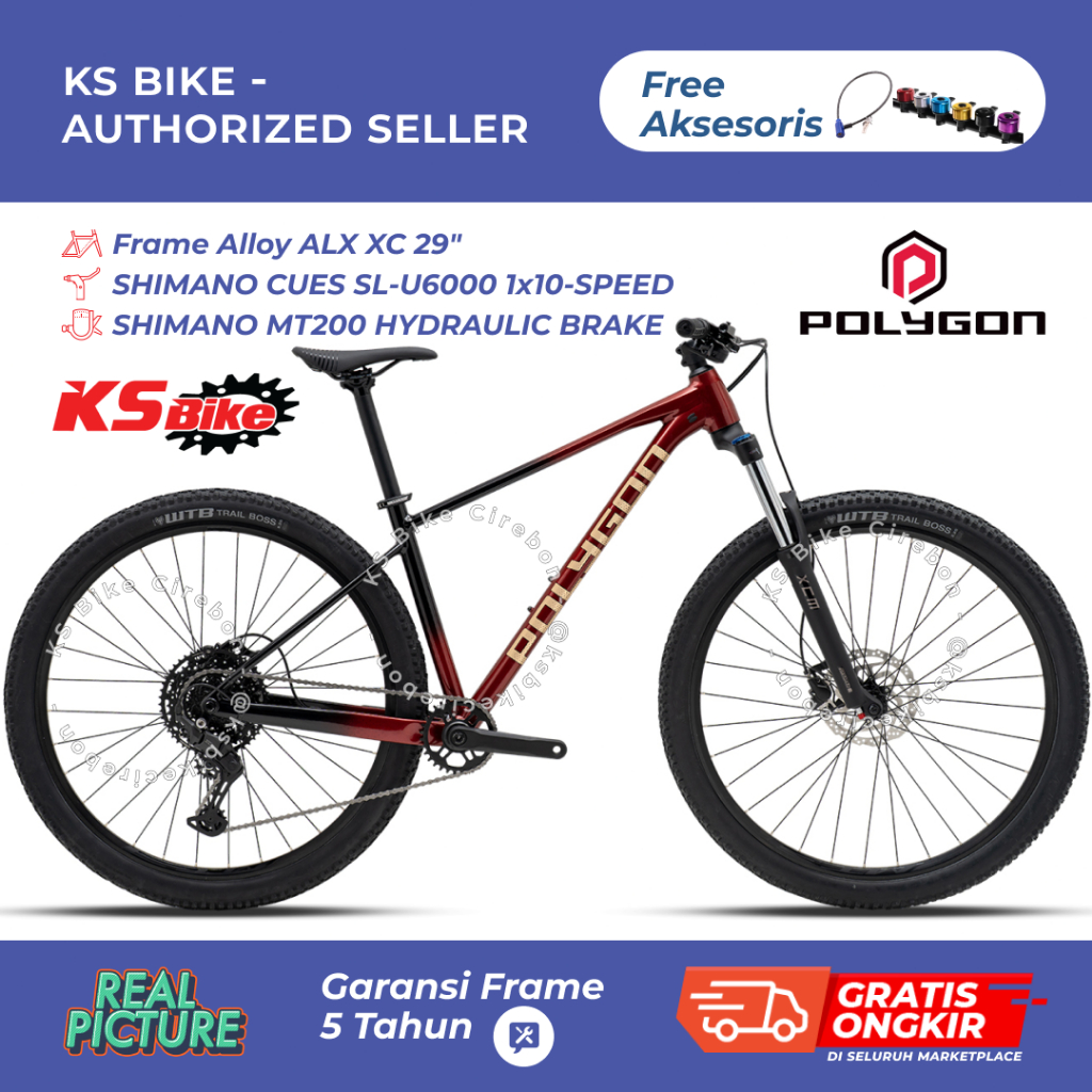 Sepeda Gunung MTB 29 Polygon Xtrada 5 1x10 Speed Shimano Cues Hydraulic Disc Toko Sepeda KS Bike Cir