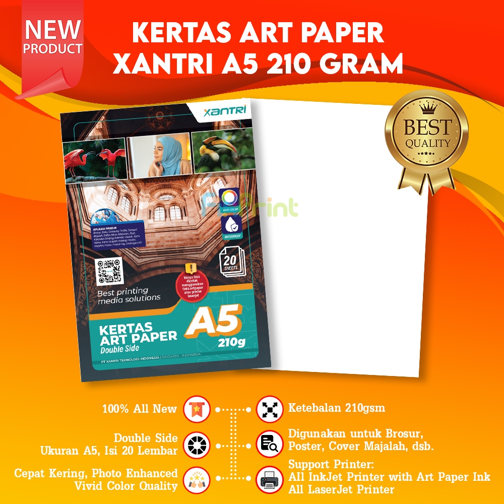 20 Sheets Kertas Photo Art Paper A5 210gsm 210 gsm Print Double Side Anti Luntur pakai Tinta Art Pap