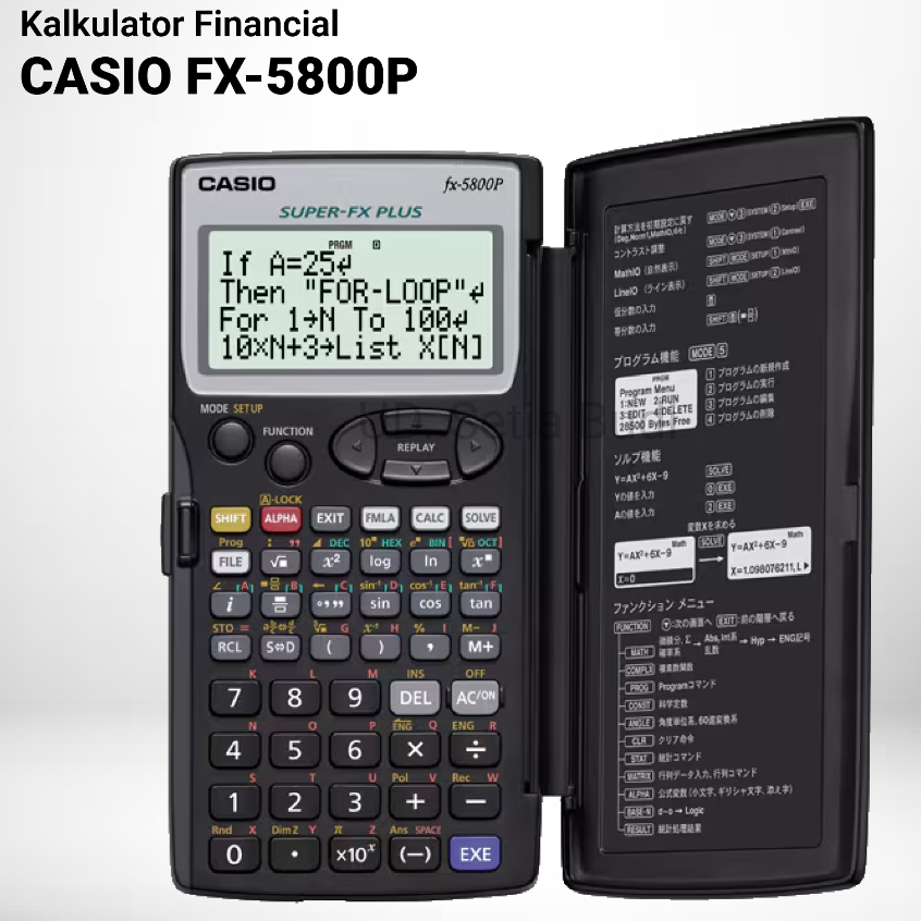CASIO FX-5800P KALKULATOR ILMIAH NATURAL TEXT BOOK DISPLAY 664 FUNGSI LIST-BASED STAT MULTI-REPLAY D