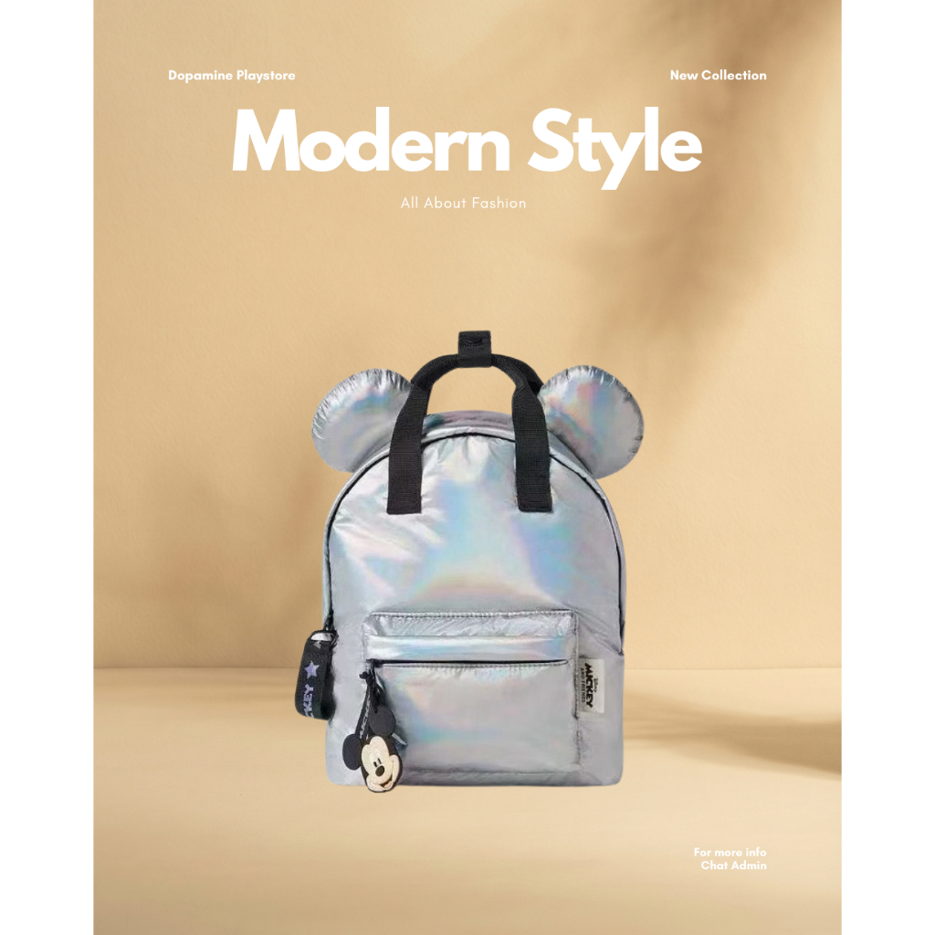 MICKEY X ZARA GLITTER MINI BACKPACK FREE CUSTOM NAMA / TAS RANSEL ANAK / BAGPACK / TAS SEKOLAH / TAS