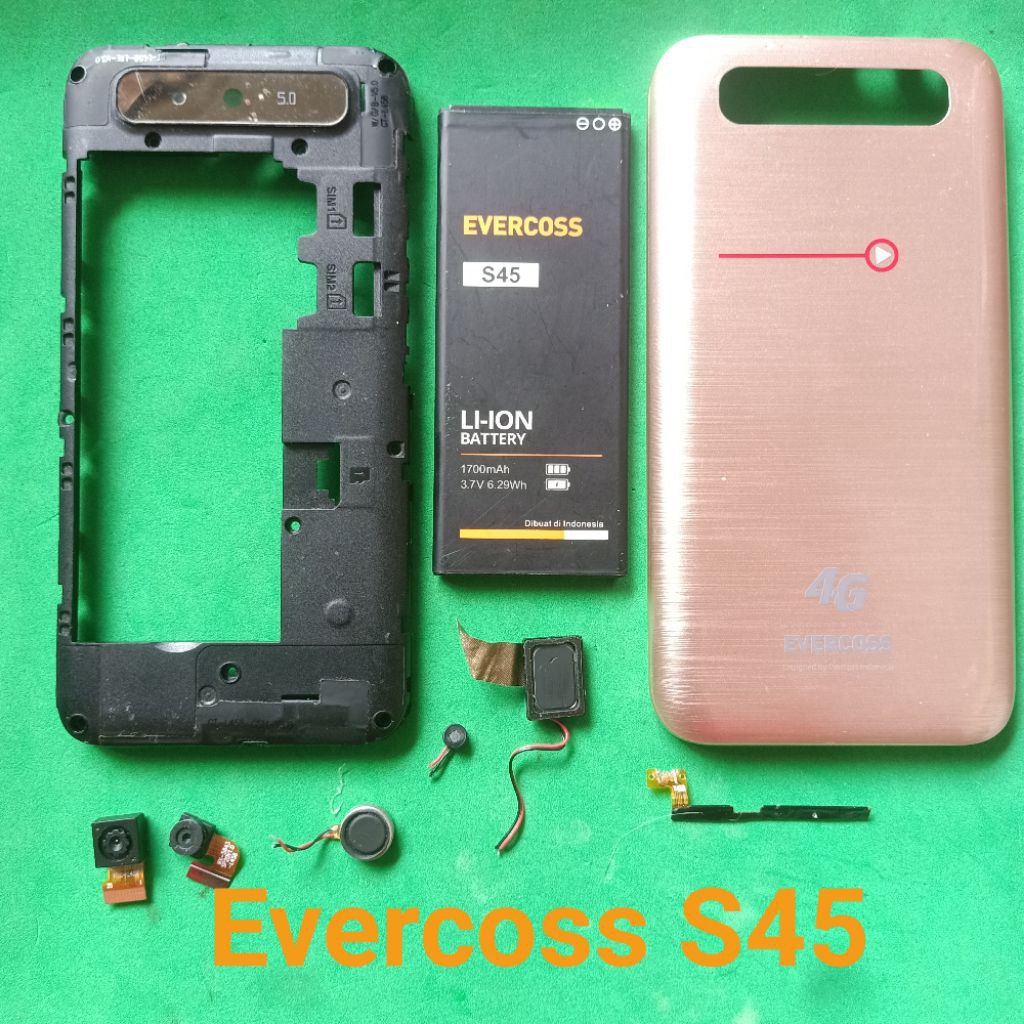 Sparepart Copotan Evercoss S45 4G Original  backdoor  baterai  kamera depan belakang  flex on of vol