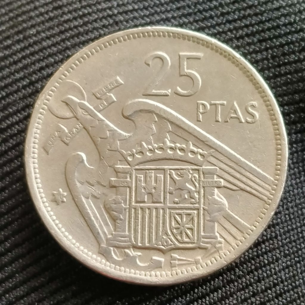 Koin Kuno Spanyol 25 Pesetas tahun 1957