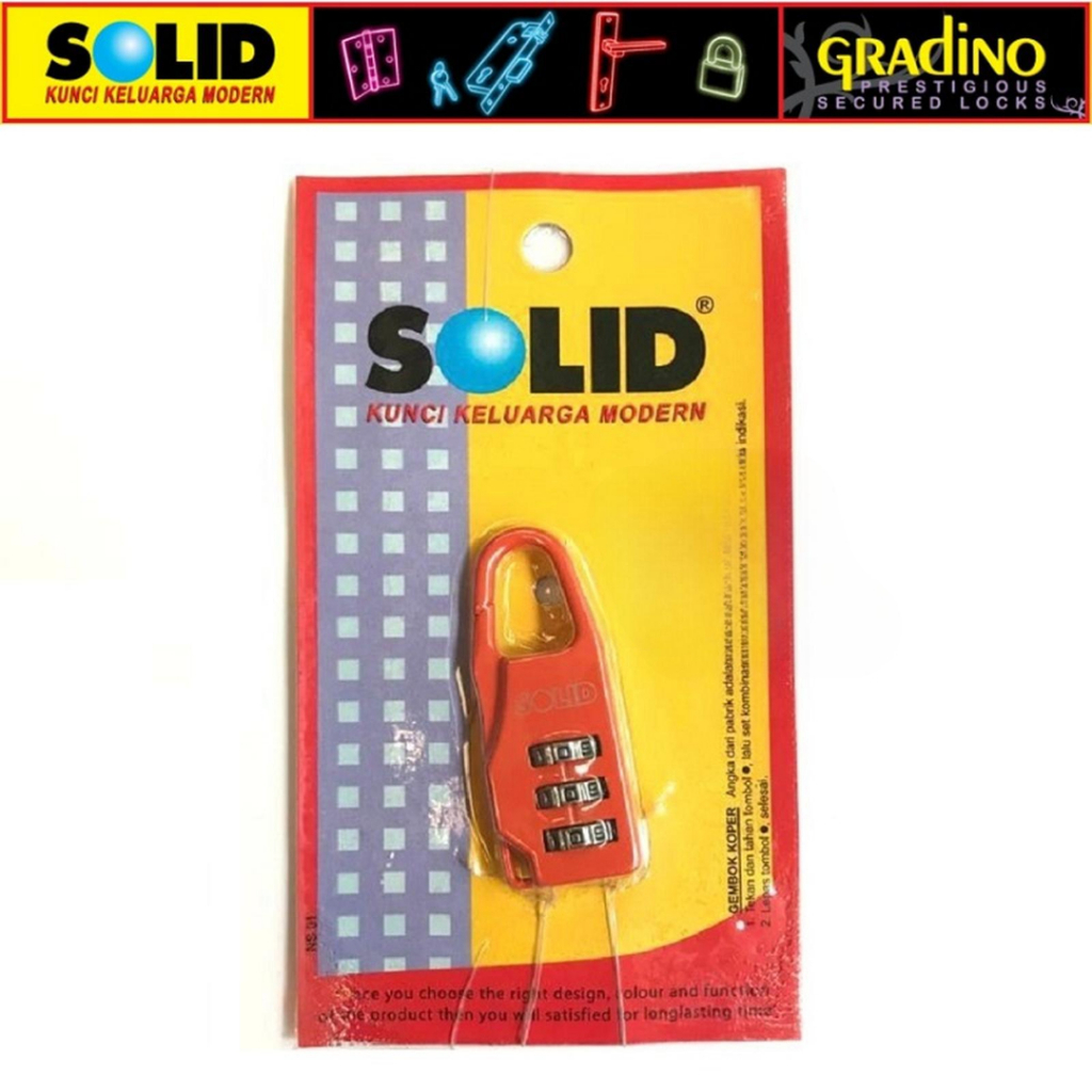 SOLID R 7801 - R 7803 - R 7820 Colour - Luggage Padlock | Gembok Koper,Gembok Loker Kecil,Gembok Tas