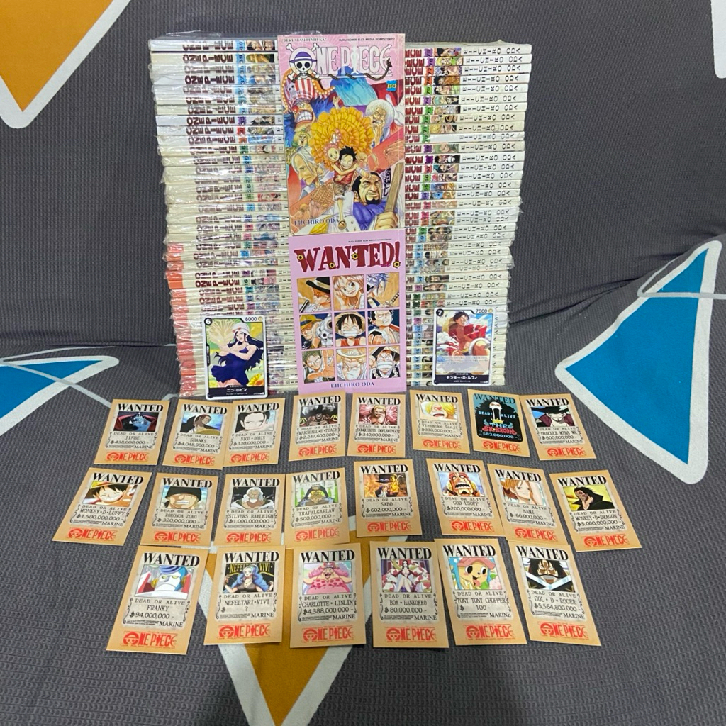 Paket Komik One Piece Vol 1-80 Bonus Wanted Card Onepiece Set Fulset Fullset Lengkap Manga