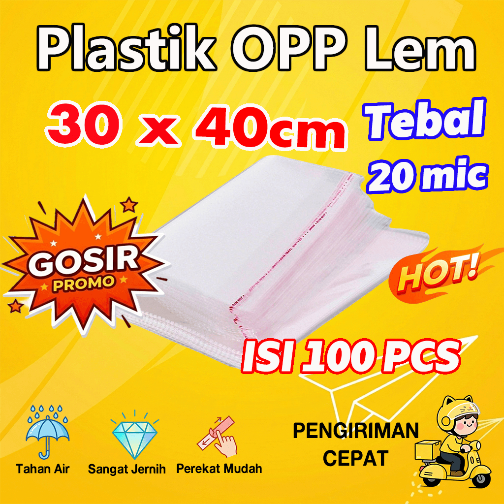 Plastik OPP 30x40 20mic Bening Tebal dengan Lem - Plastik Baju Pakaian Laundry & Olshop - Harga Gros