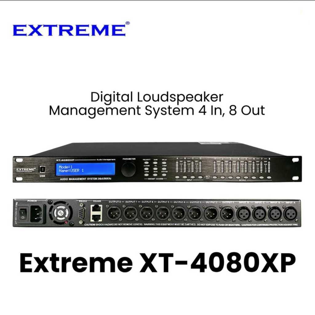 EXTREME XT-4080XP Digital Loudspeaker Management System 4 In 8 Out DSP 24bit