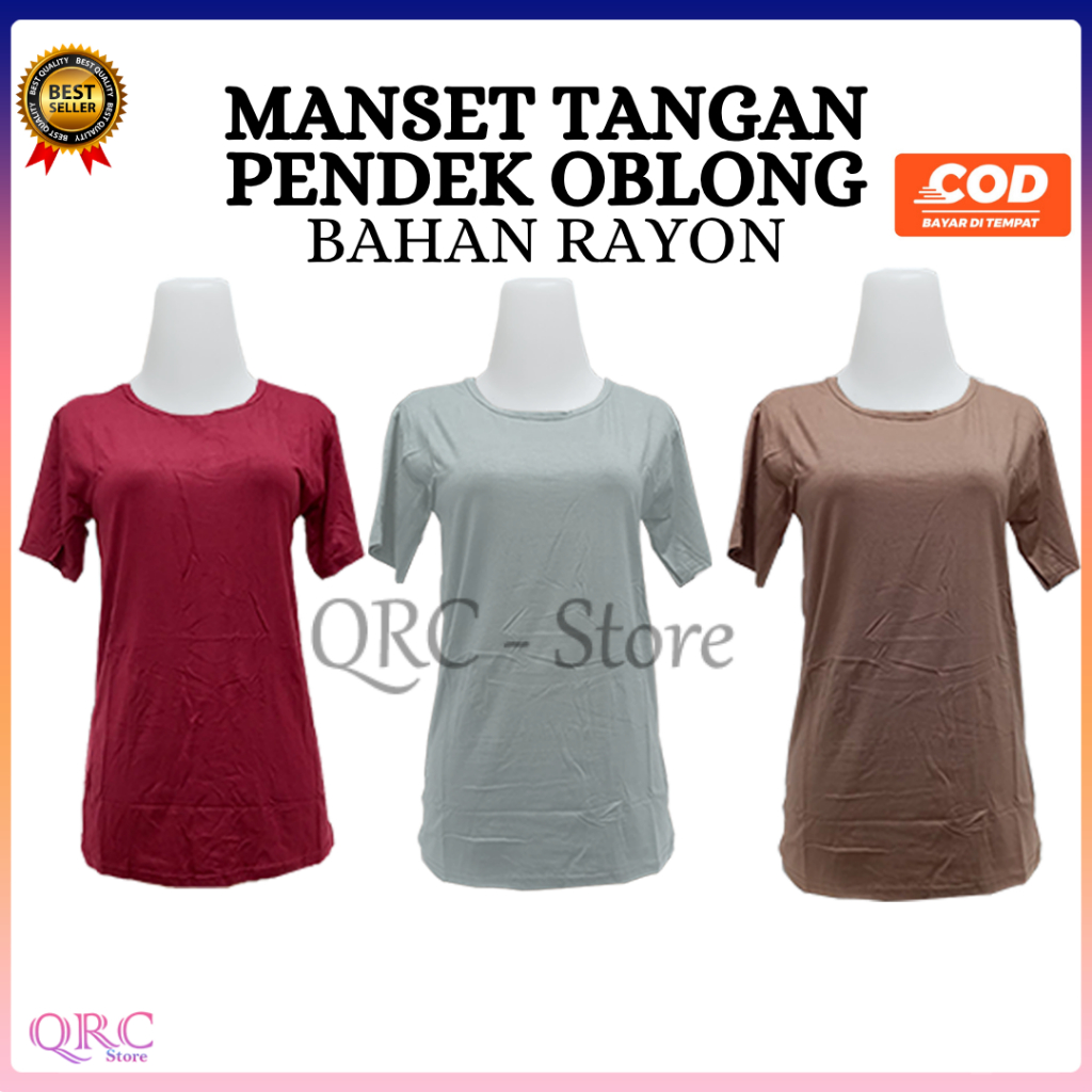 Baju Manset Lengan Pendek Wanita Oblong dan Bahan Rayon Super Leher Polos Dalaman Perempuan Hitam Pu