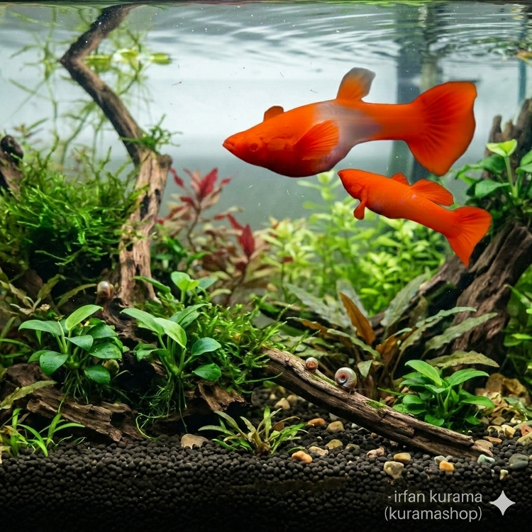STIKER IKAN HIAS UNTUK AKUARIUM GUPPY ALBINO KOI RED EAR