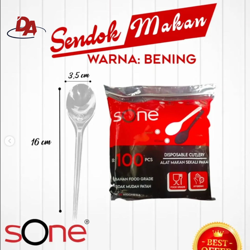 SENDOK MAKAN PLASTIK BENING ISI 100PCS | SENDOK BENING SONE