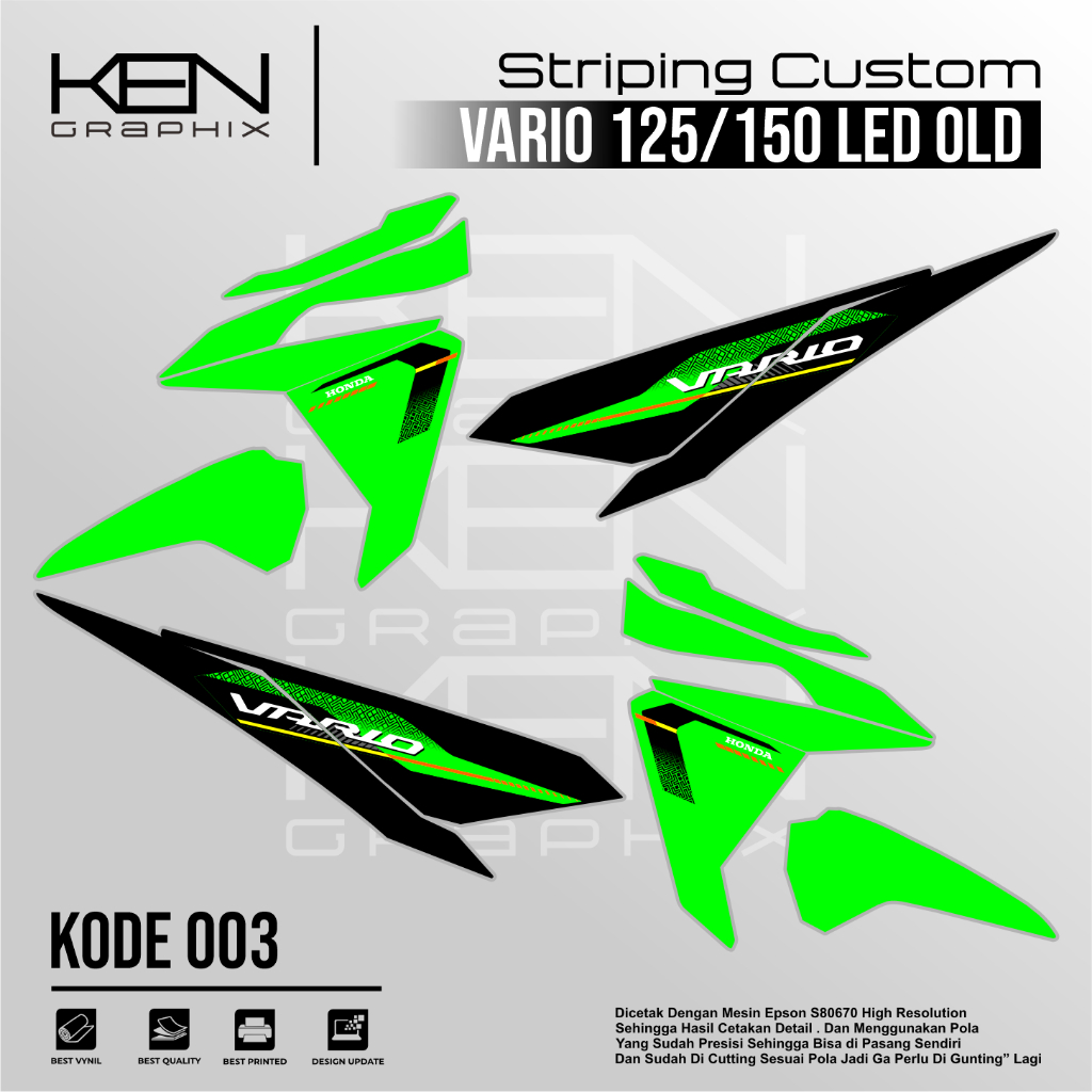 STICKER MOTOR VARIO 125/150 LED OLD/LIST MOTROR VARIO 125 LAMA/ VARIASI VARIO 125/150 KODE 003
