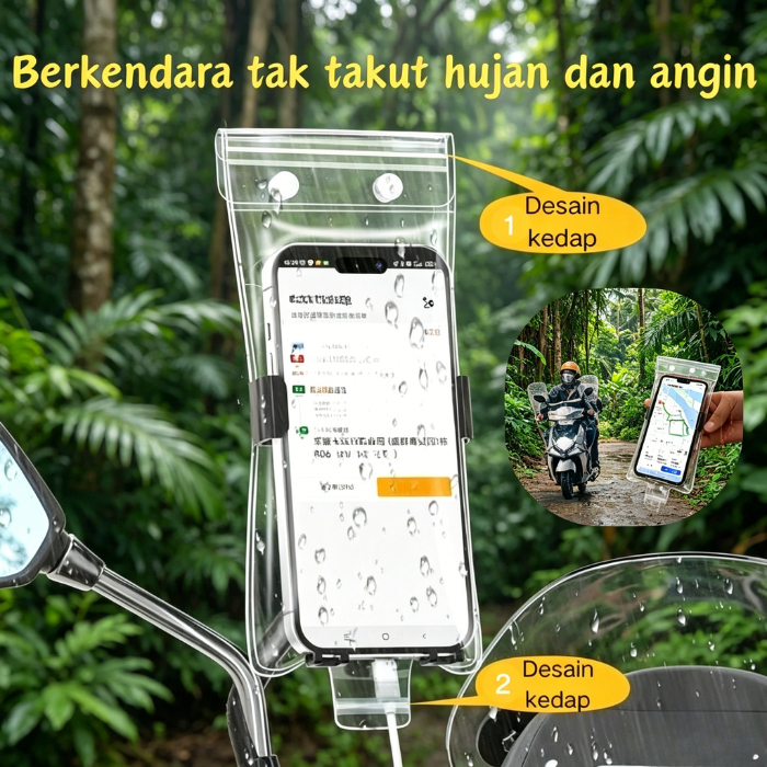 PelindungHP Motor Tas HP Anti Air, Touch Screen Tas HP Anti Air, Hujan Tas HP Anti Air