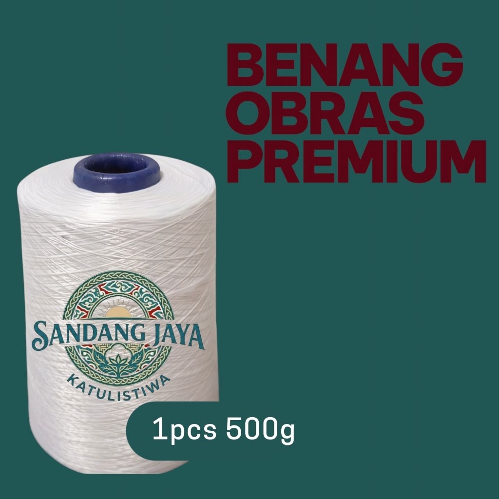Benang obras putih premium 1kg/1000g 1pcs
