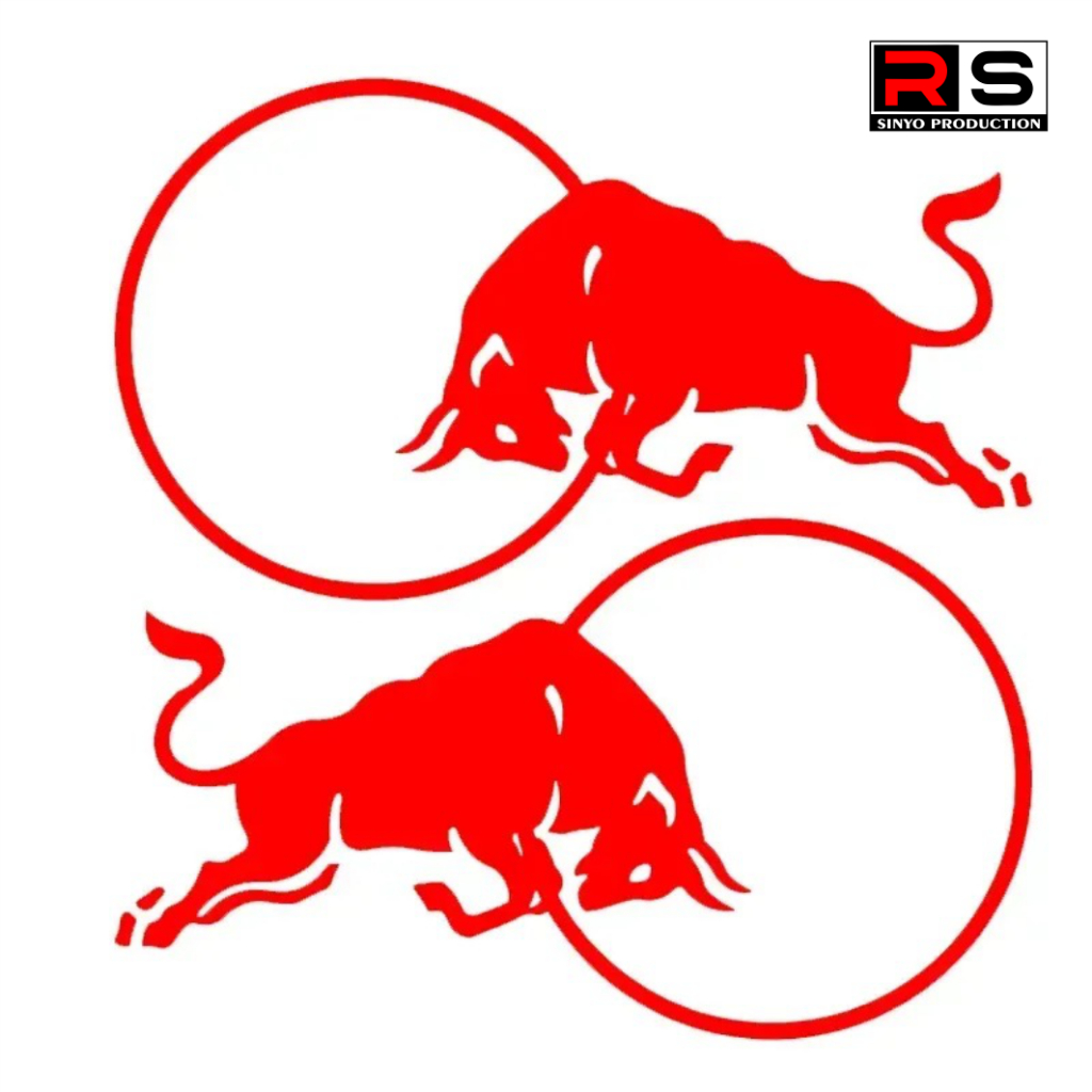 2pcs Stiker Redbull untuk Helm Body Motor Bebek Matic Sepeda Listrik Sticker Red Bull Decal Waterpro