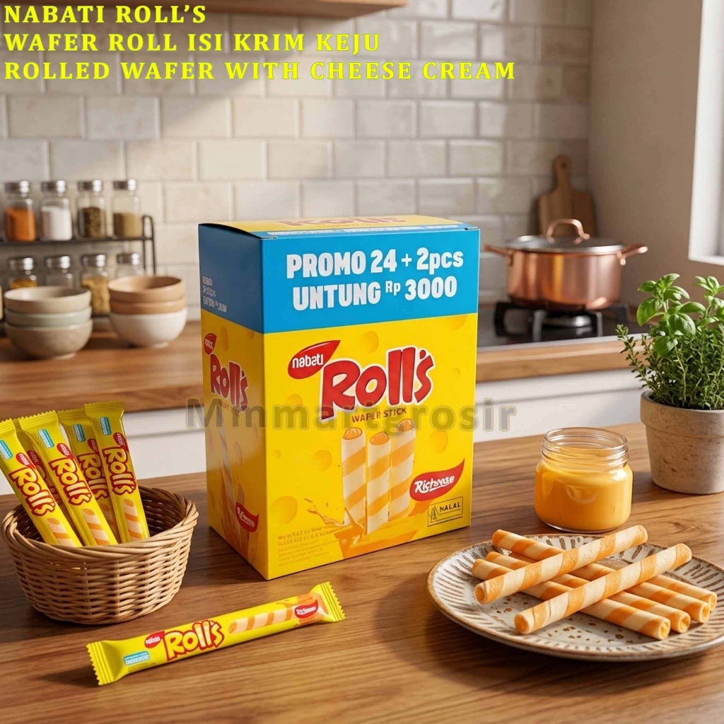 Nabati Roll's / Wafer Stick Roll Isi Keju Krim / Wafer Richeese Stik Roll / 1 Box 5.5gr