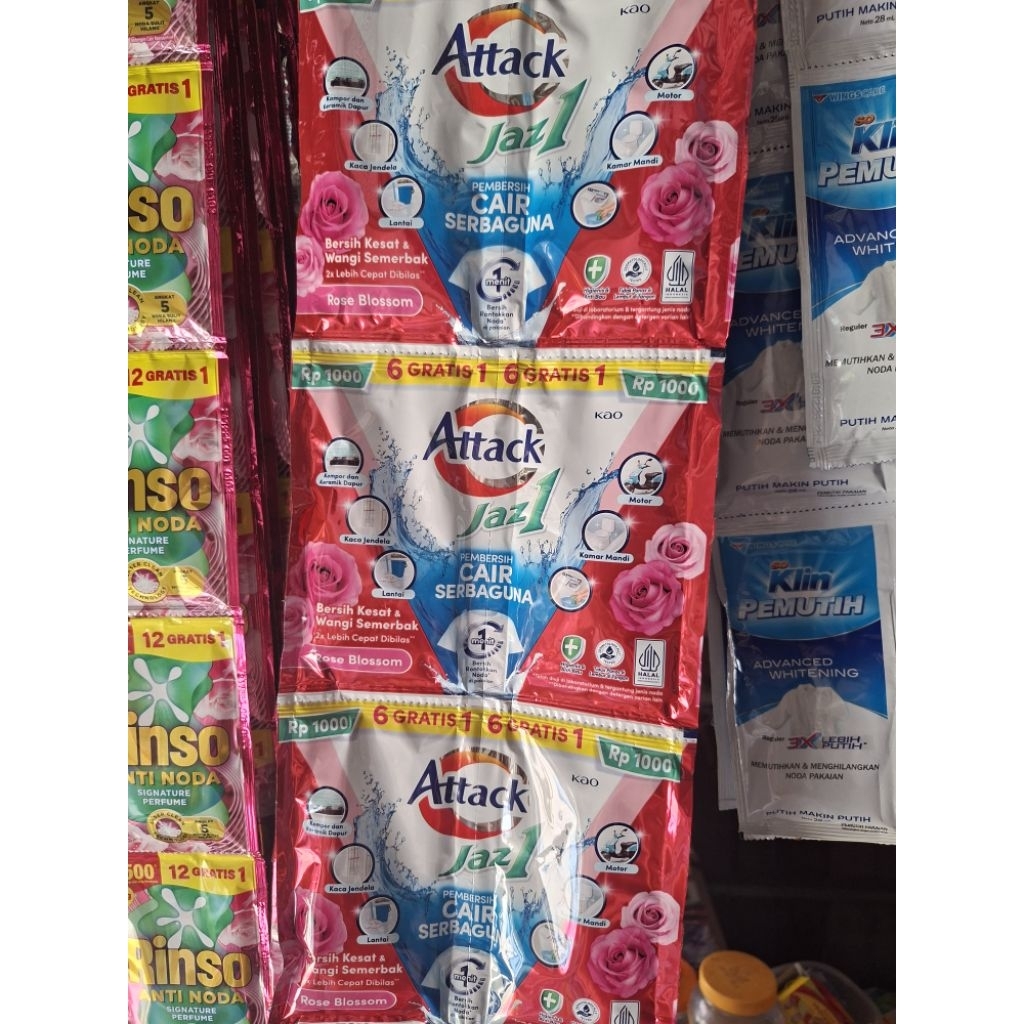 Sabun cuci cair attack 1renteng isi 14 pcs.