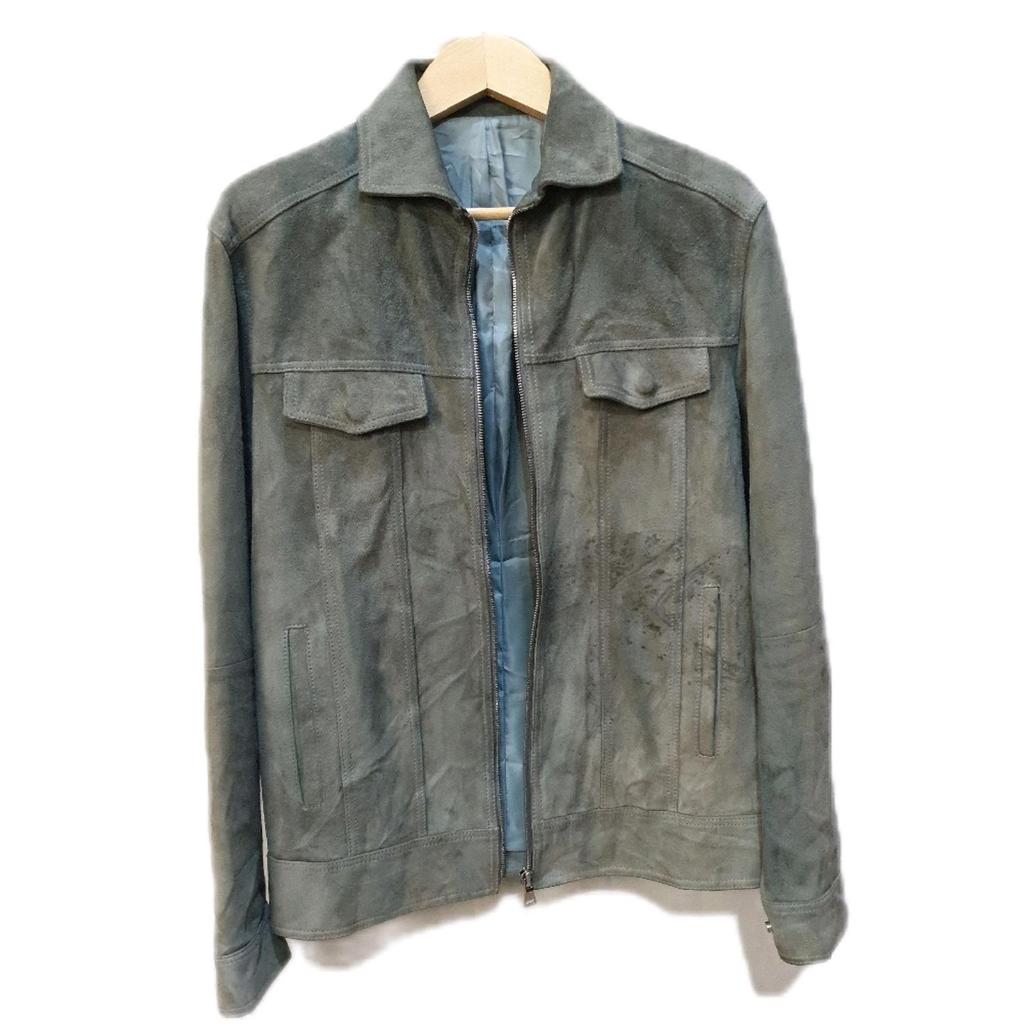 100% Genuine Suede Leather Vanhart in Albazar Type 3 Grey Jacket LD 112 cm