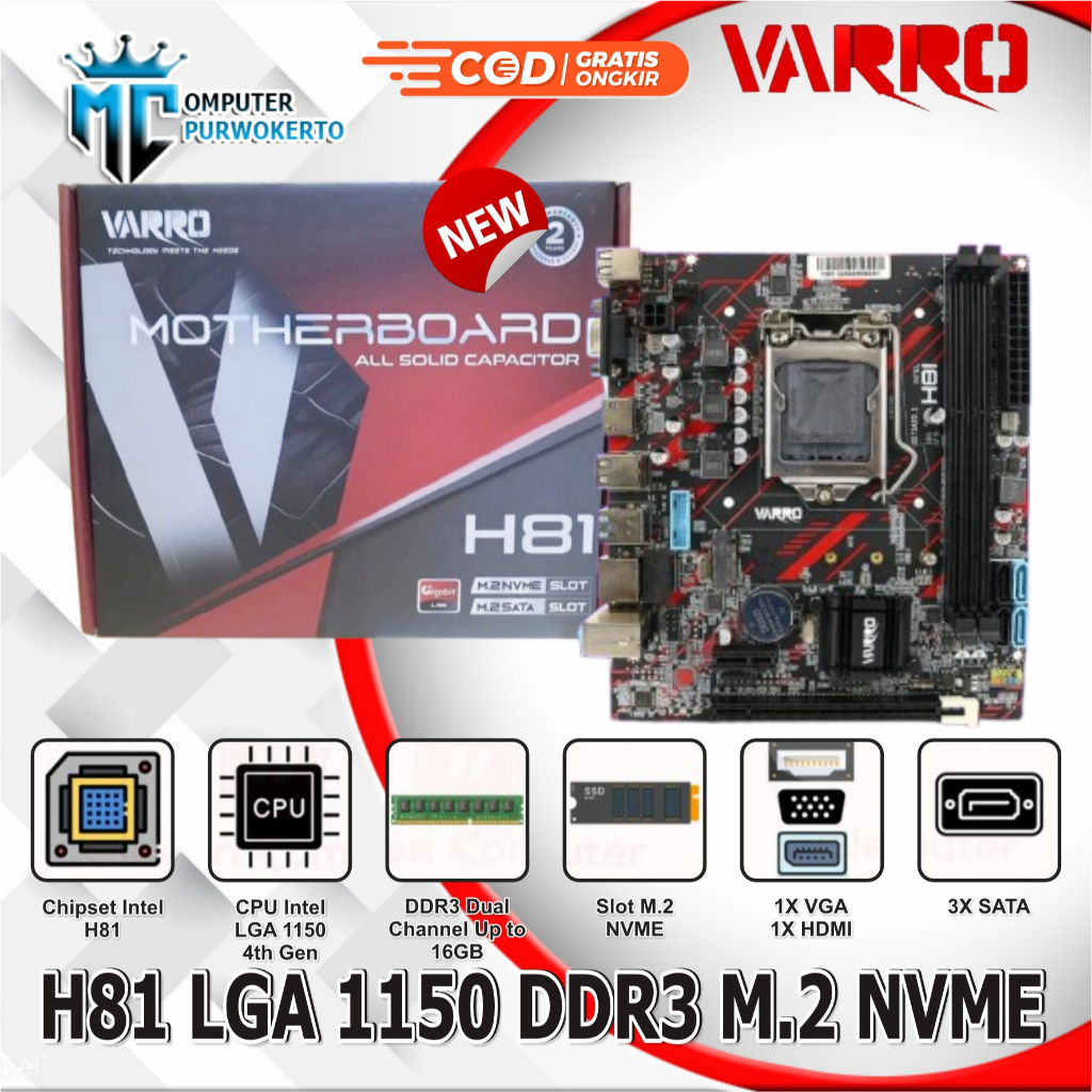 MOTHERBOARD MOBO H81 NVME SOCKET 1150 VARRO