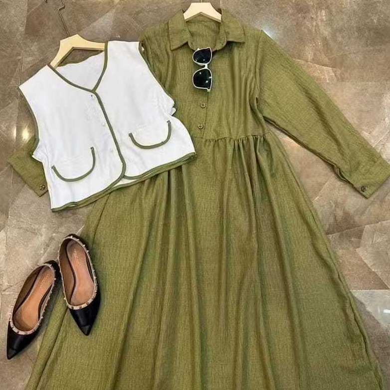 Shakila-Gamis rompi renata/gamis anak/gamis anak perempuan/gamis anak tanggung/gamis anak linen mix 