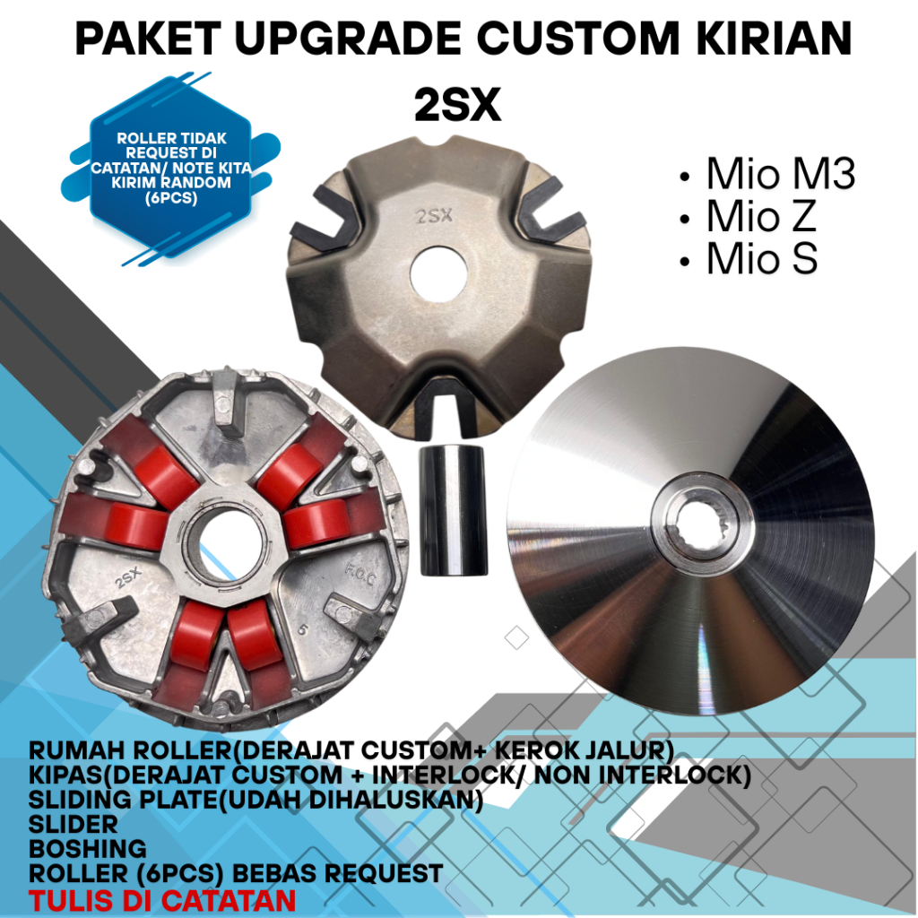 RUMAH ROLLER / PULLEY FULLSET PAKET KIRIAN BUBUT CUSTOM 2SX MIO M3 MIO Z MIO S 13.5 13.8 14