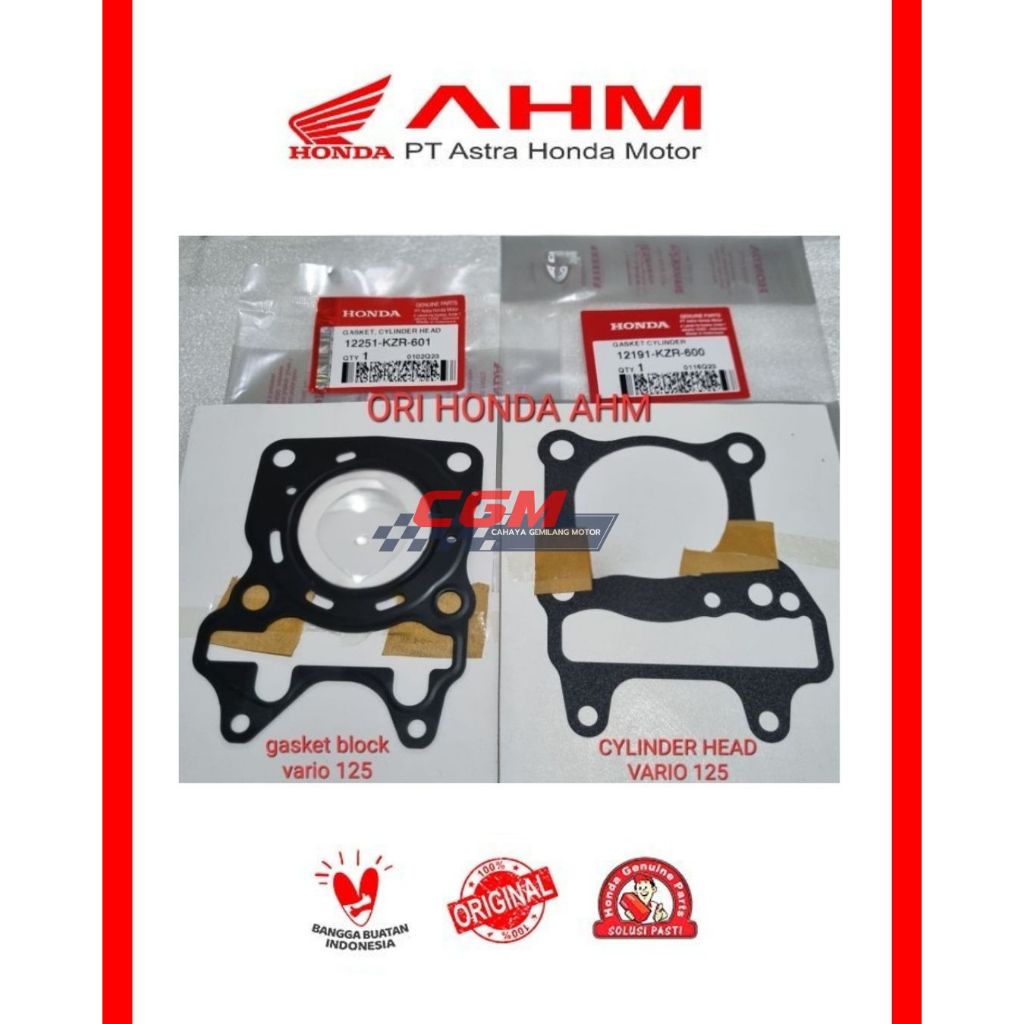 12191-KZR-600,12251-KZR-601 Gasket cylinder head gasket cylinder block vario 125 ori ahm