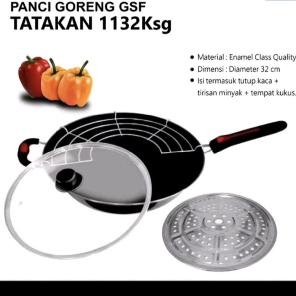Panci Goreng Serbaguna GSF 1132 Wajan Enamel Anti Lengket