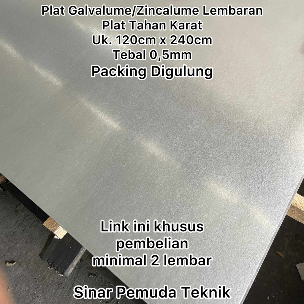 Seng / Plat Besi Galvalume Zincalume Lembaran 120cm x 240cm Tebal 0,5 mm