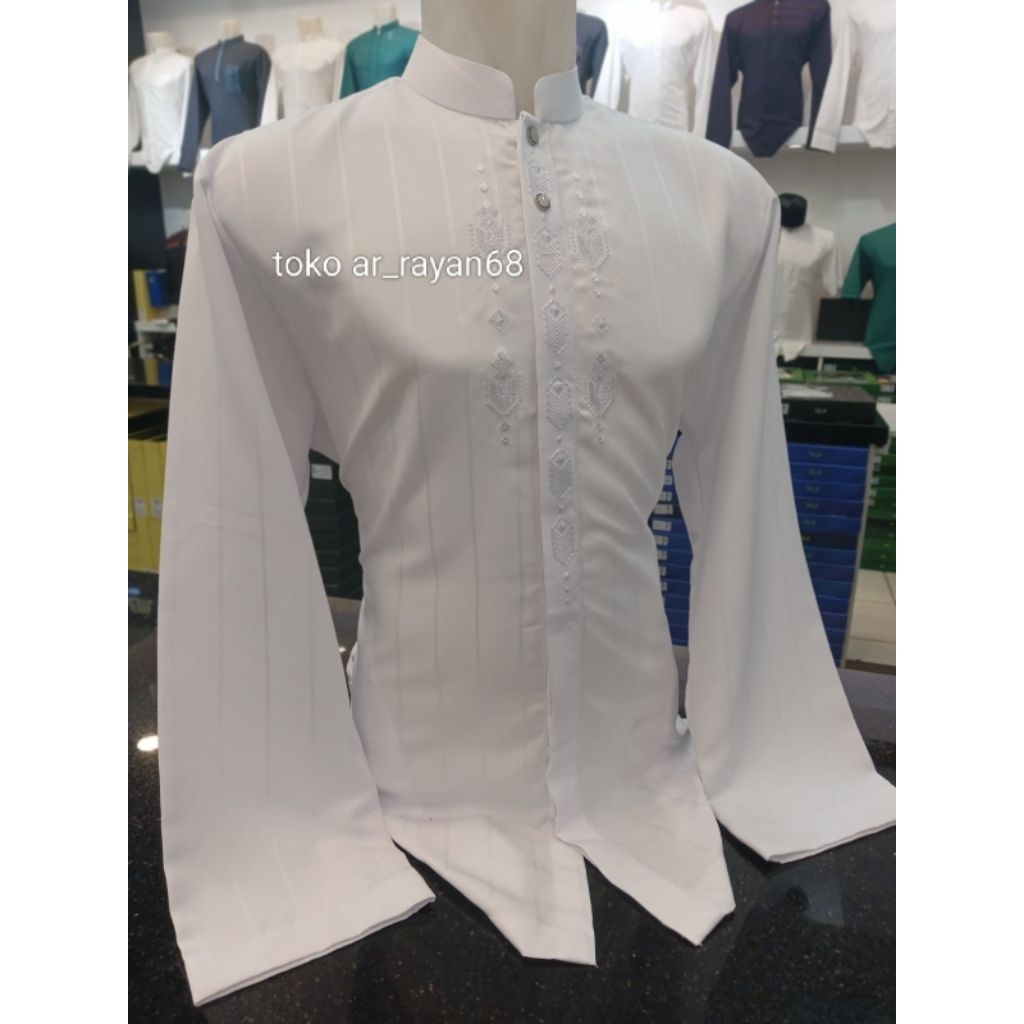 baju Koko almia terbaru/Koko almia MT putih tangan panjang polos 100% almia original