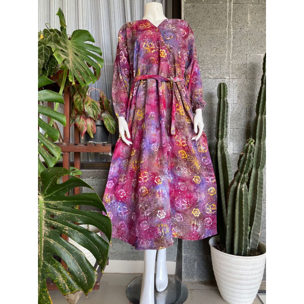 Gamis Batik Kancing Depan, Longdress Batik Cap, Abaya Batik Busui