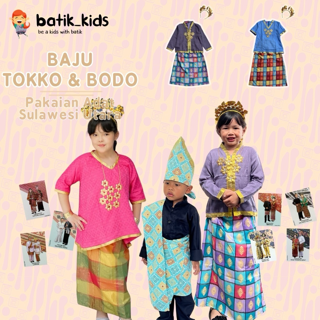 BATIK KIDS BAJU ADAT TOKKO DAN BODO / LABBU SULSEL BAJU TRADISIONAL SULAWESI SELATAN