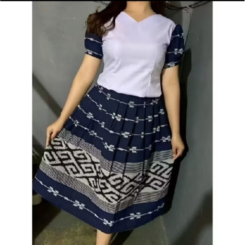 BAJU TENUN WANITA,SETELAN TENUN WANITA KAIN TENUN TOYOBO MIX ROK TENUN
