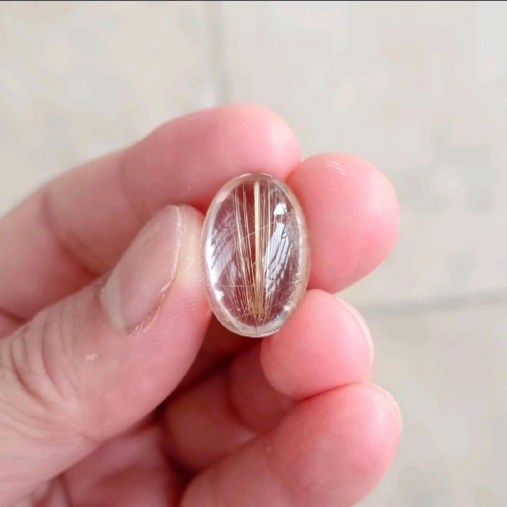Batu Akik Kecubung Rambut Cendana Antik Serat Emas 19x13x9mm
