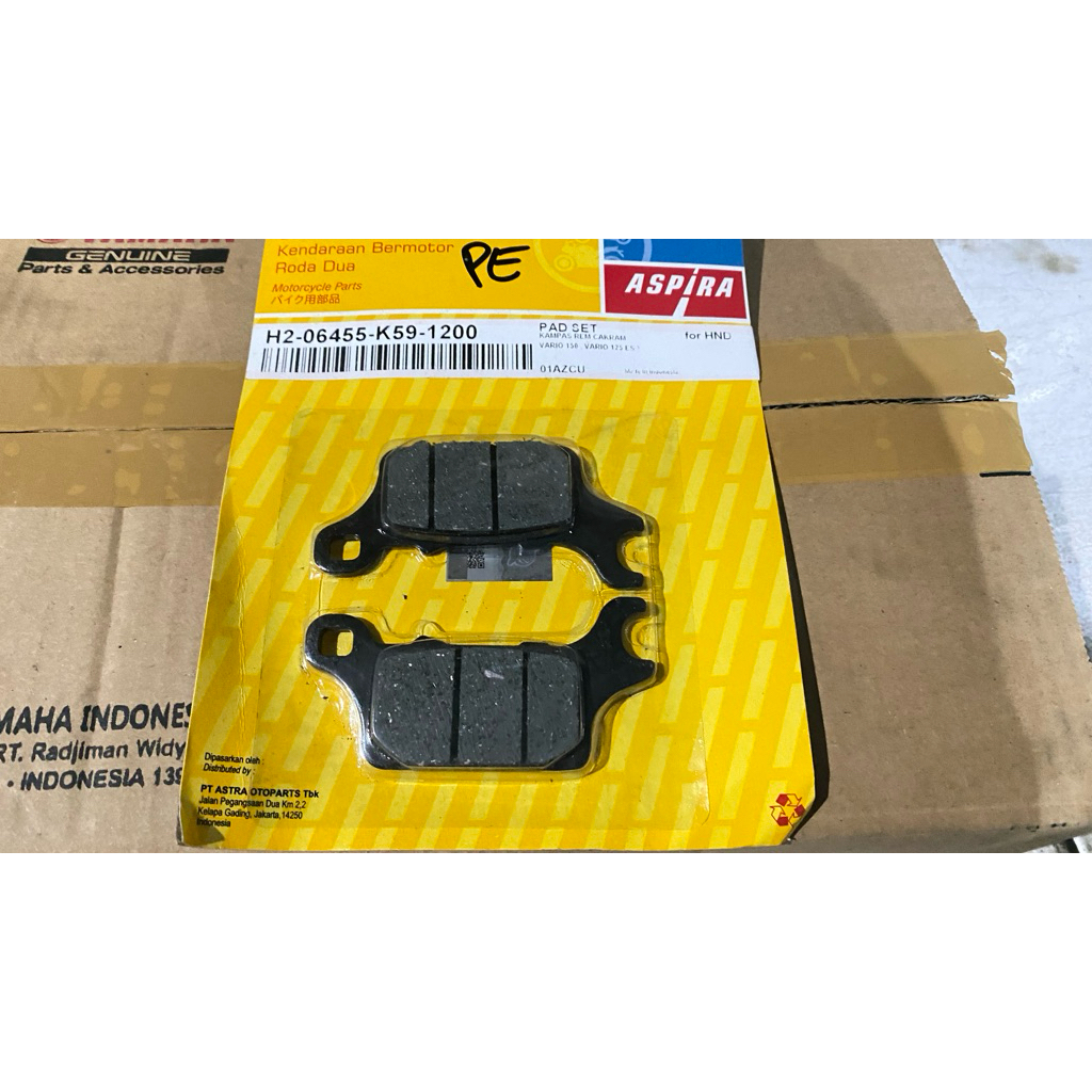 Kampas rem depan Aspira vario 150 125