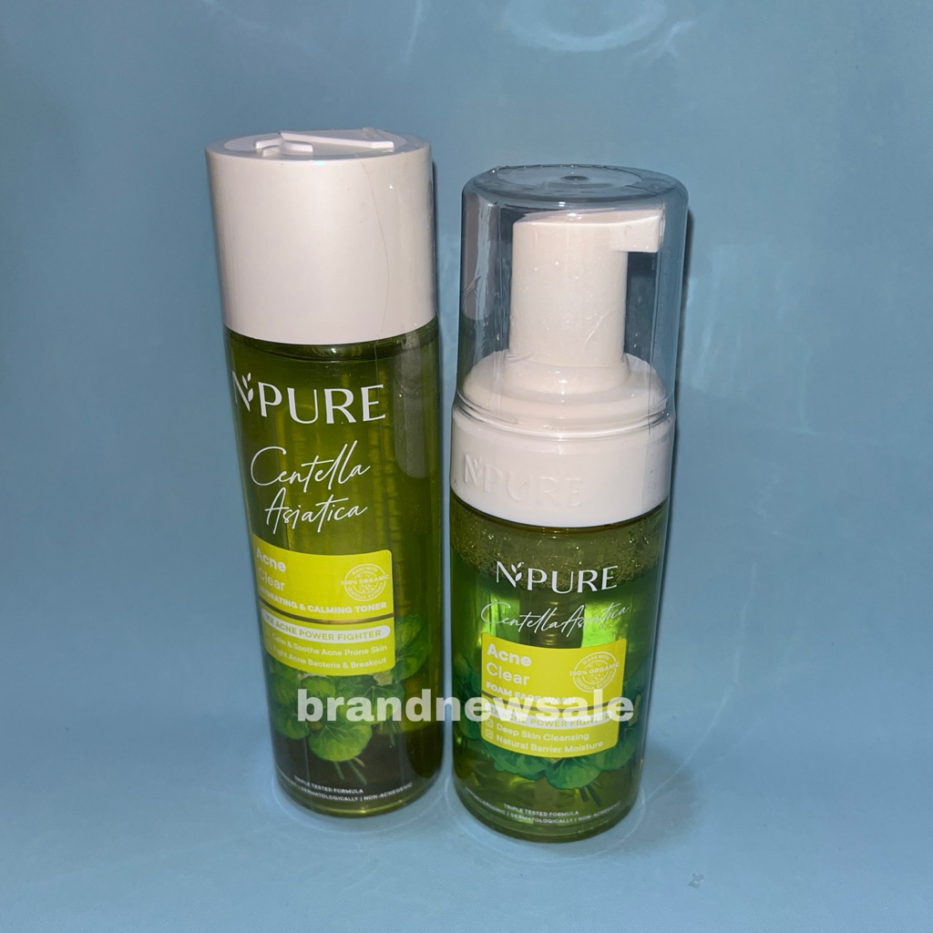 [PAKET ISI 2] NPURE Cica Toner 150 ml +  Face Wash 100 ml | Skincare Kulit berjerawat Hydrating Acne