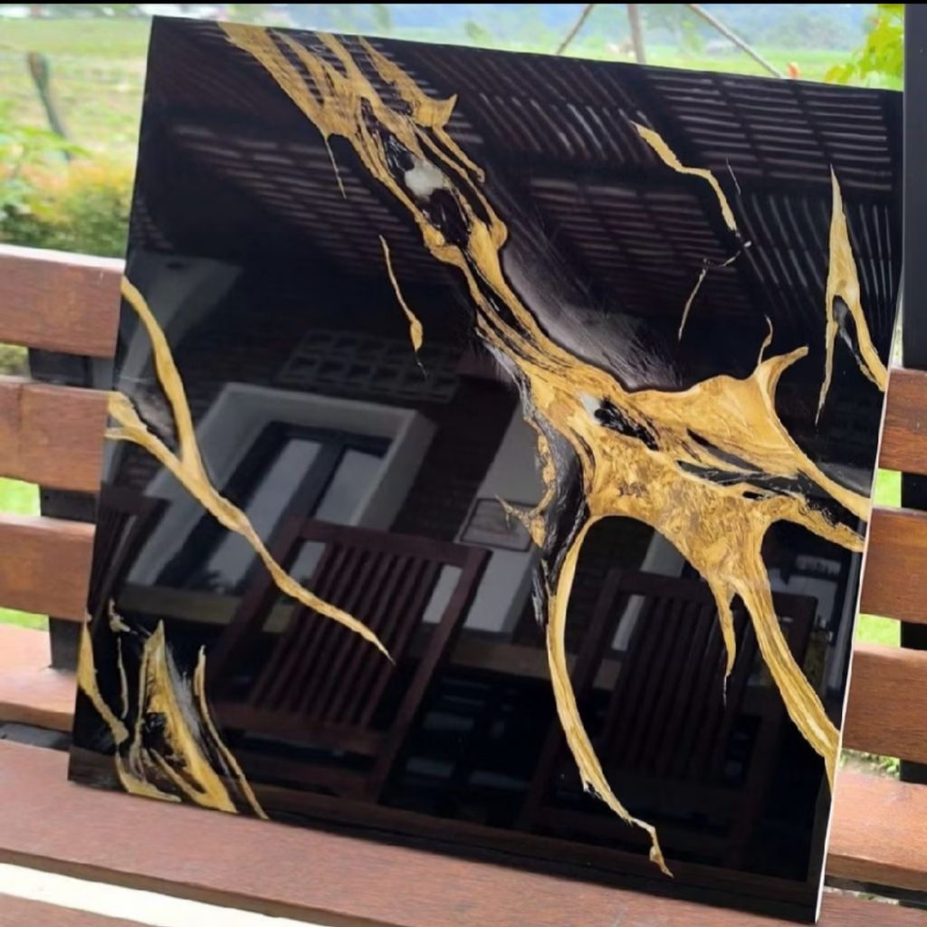 Granit Lantai 60x60 Arna Hitam Motif Gold Cannisa Black Gold