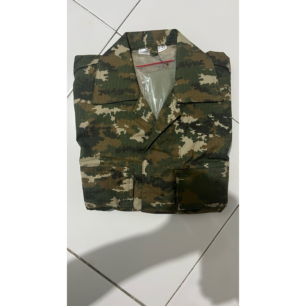 Baju PDL TNI AD Prima Loreng Sage Green Setelan (Atasan + Celana) Original Jatah